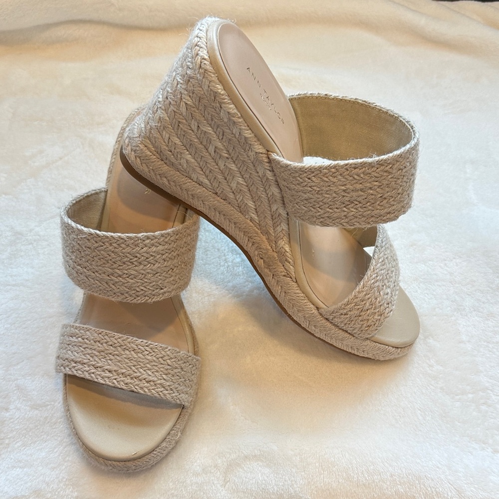 Ann Taylor Factory Tan Wedge Sandals
